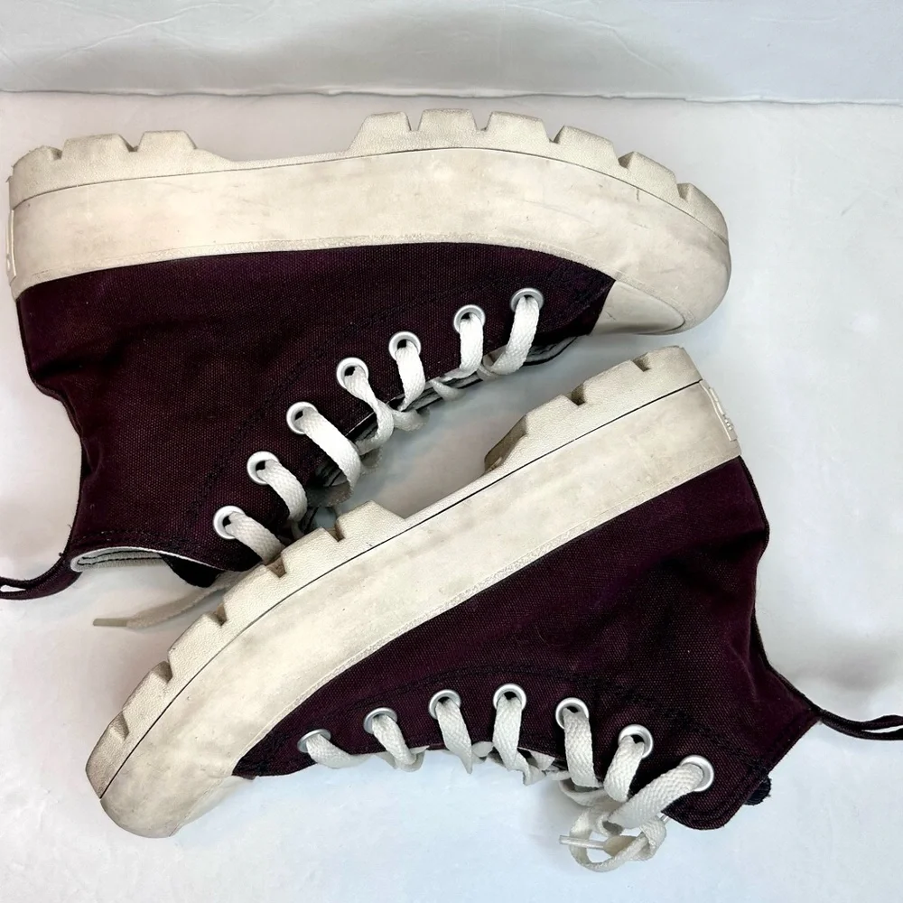 Converse kids High-Top Platform Sneakers Brown and White Shoes Size 6